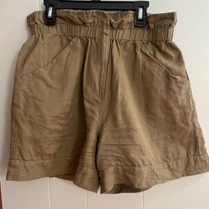 Olive high waisted linen shorts